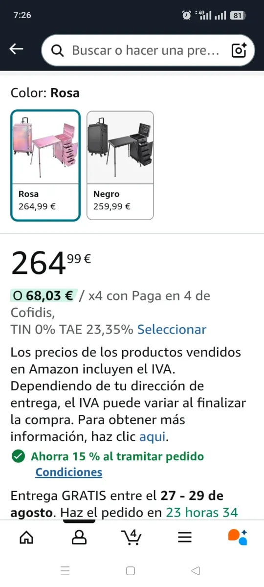 Maleta de manicura rosa con ruedas