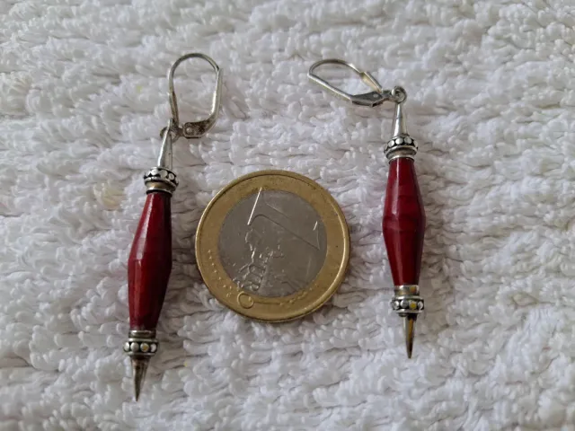 Pendientes Plata y Coral Rojo