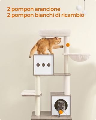 Albero per Gatti Moderno 185 cm con Graffiatoi Tre