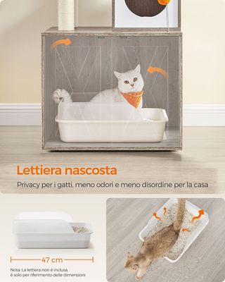 Albero per Gatti Moderno 185 cm con Graffiatoi Tre