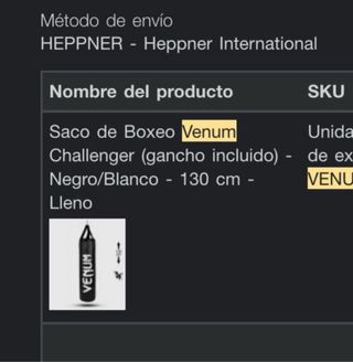 Saco de boxeo Venum 130cm