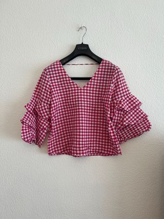 Blusa rosa cuadros vichy
