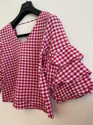 Blusa rosa cuadros vichy