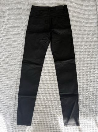 Pantalones Stradivarius Cuero Negro Talla S