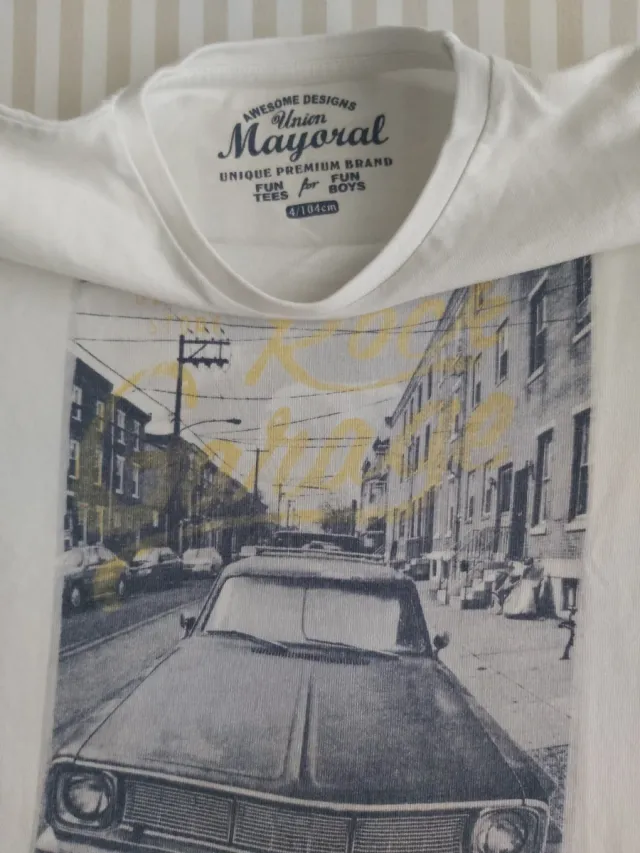 Camiseta Mayoral Blanca Estampada Coche