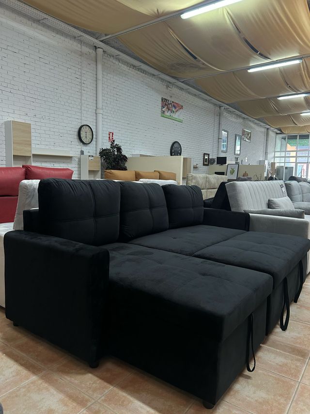 Sofá chaise longue negro NUEVO oferta