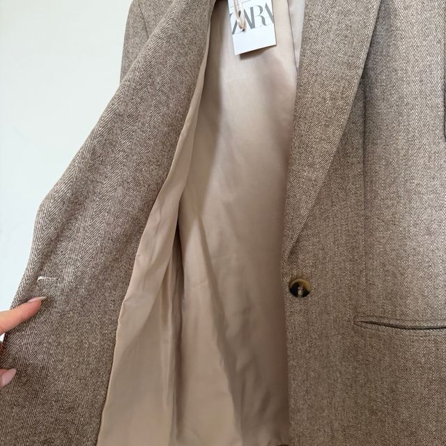 Blazer Zara 50% Lã Bege/Marrom