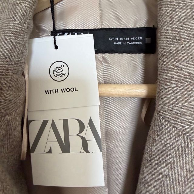 Blazer Zara 50% Lã Bege/Marrom