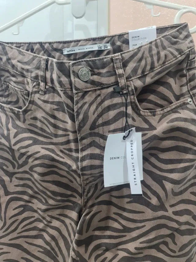 Pantalones Mango Talla S/36/8 Estampado Cebra