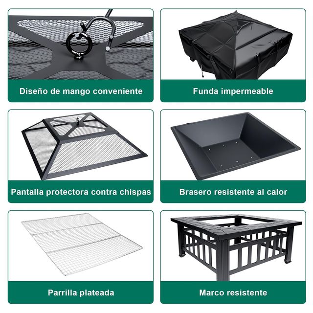 Brasero da Esterno 3 in 1 Quadrato