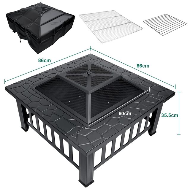 Brasero da Esterno 3 in 1 Quadrato