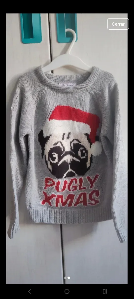 Jersey Navideño Pugly Xmas Niño Gris