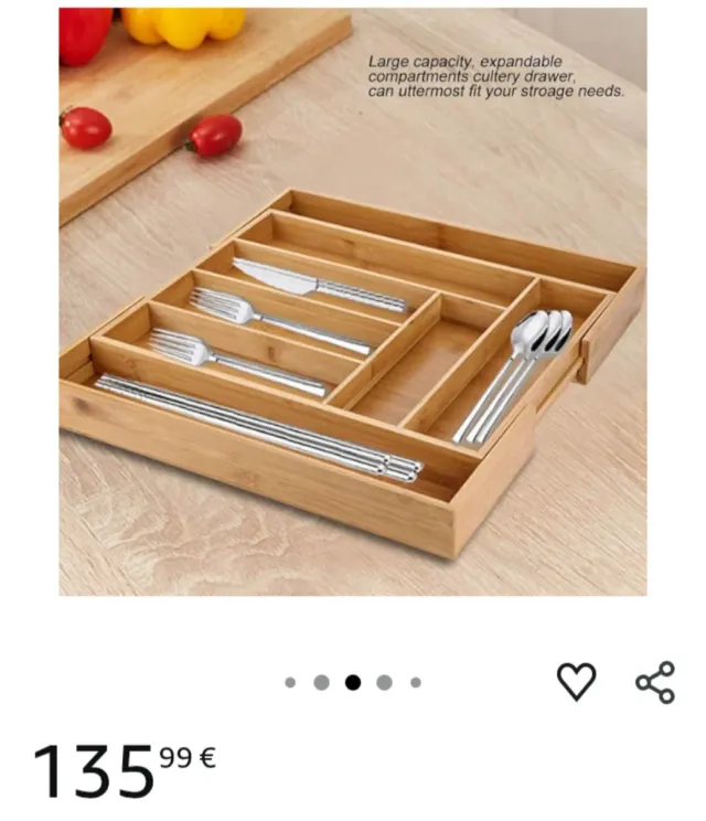 Organizzatore per posate in bambù estensibile