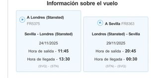 Se venden 2 vuelos de ida y vuelta Londres