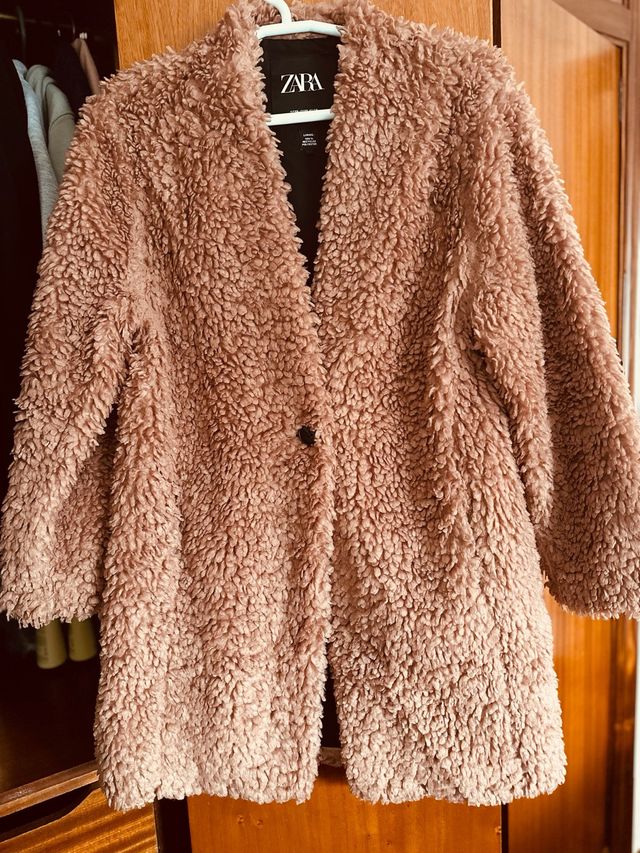 Abrigo Zara pelo sintético /rosa palo.