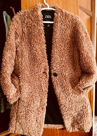Abrigo Zara pelo sintético /rosa palo.
