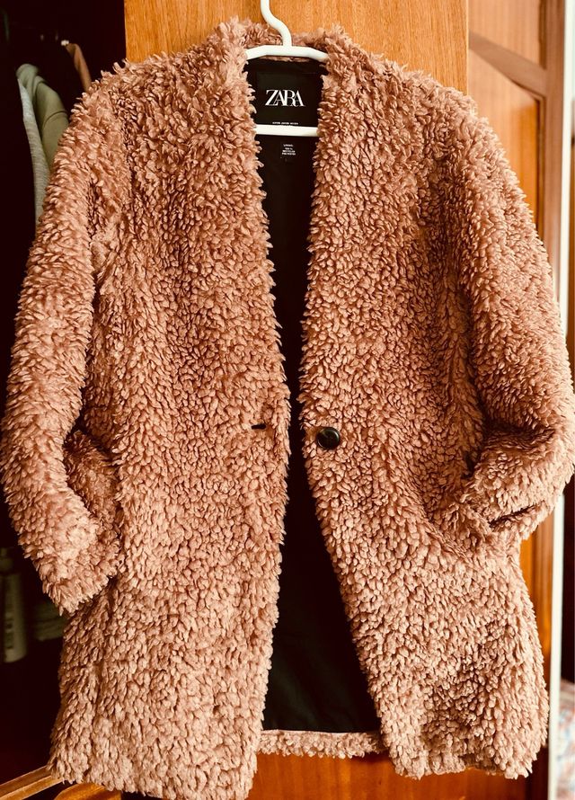 Abrigo Zara pelo sintético /rosa palo.