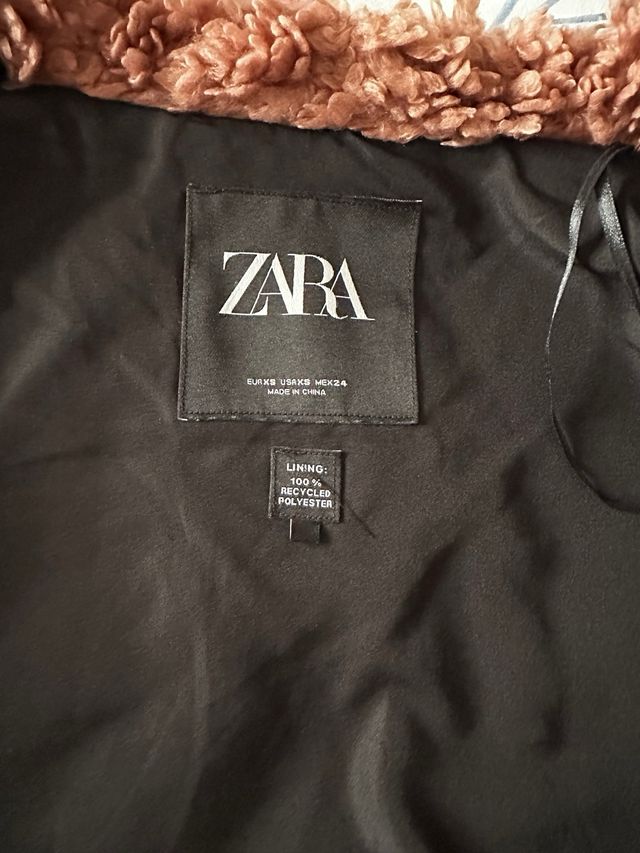 Abrigo Zara pelo sintético /rosa palo.