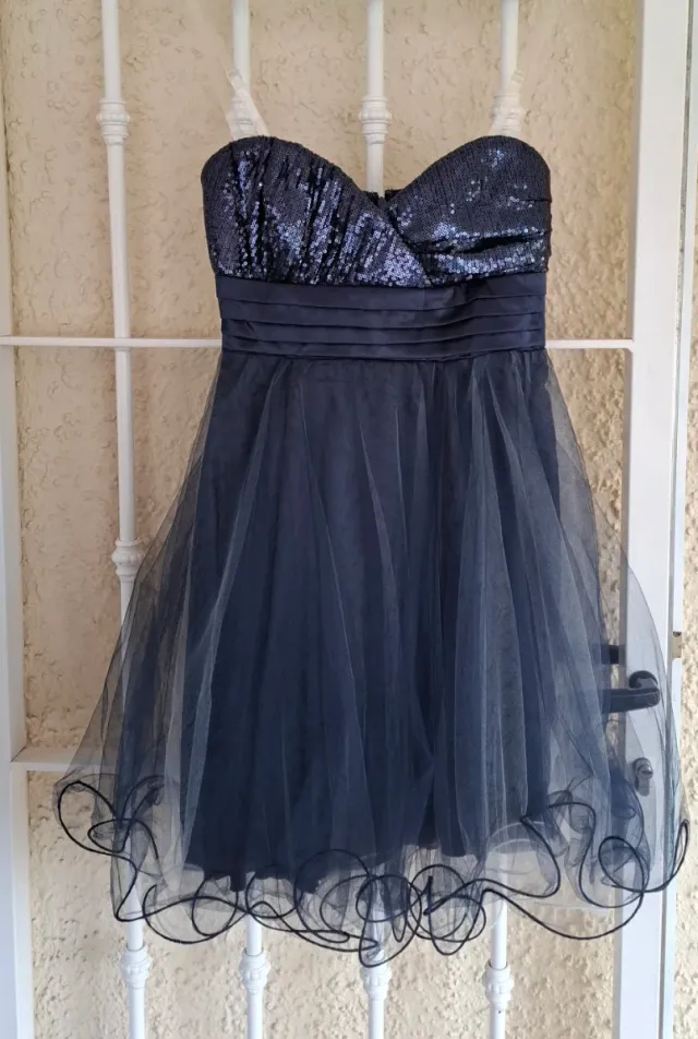 Vestido fiesta lentejuelas, raso y tul