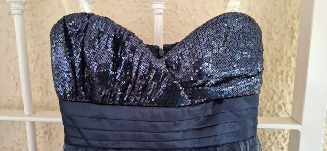 Vestido fiesta lentejuelas, raso y tul