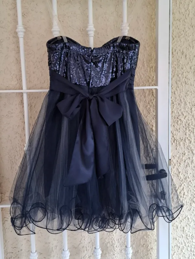 Vestido fiesta lentejuelas, raso y tul