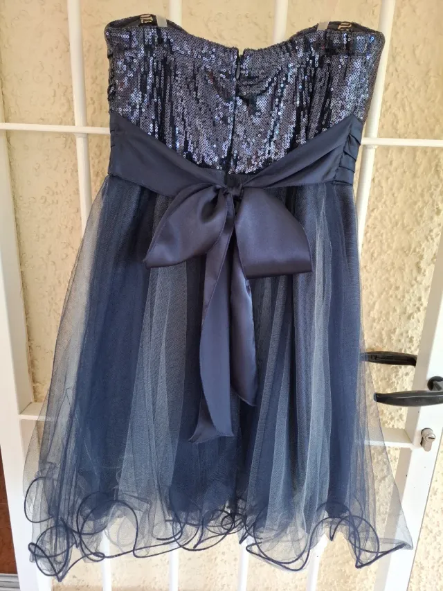 Vestido fiesta lentejuelas, raso y tul