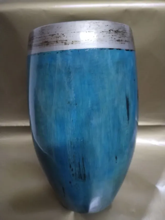 Jarrão grande com rebordo prateado