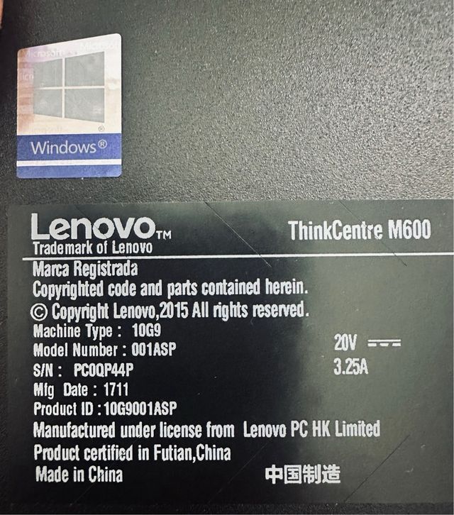 Lenovo ThinkCentre M600 Mini PC