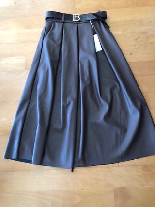 Falda Larga Piel Ecológica Marrón