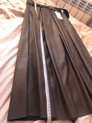 Falda Larga Piel Ecológica Marrón
