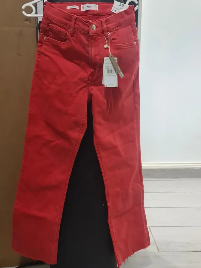 Pantalones Mango Rojos Talla S/36