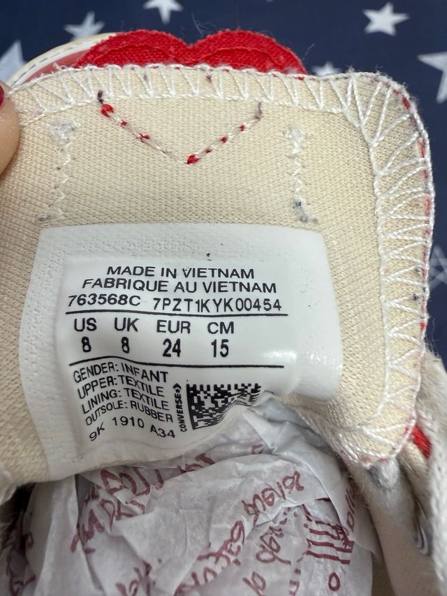 Converse niña rojas corazón talla 24