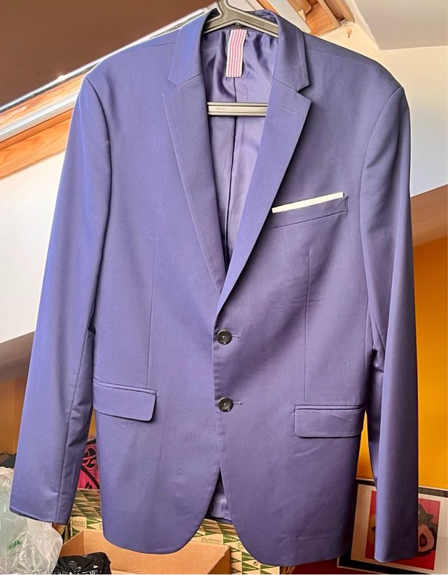 Traje completo color azul de Zara Man