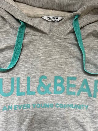 Sudadera Pull&Bear gris y azul turquesa Talla M