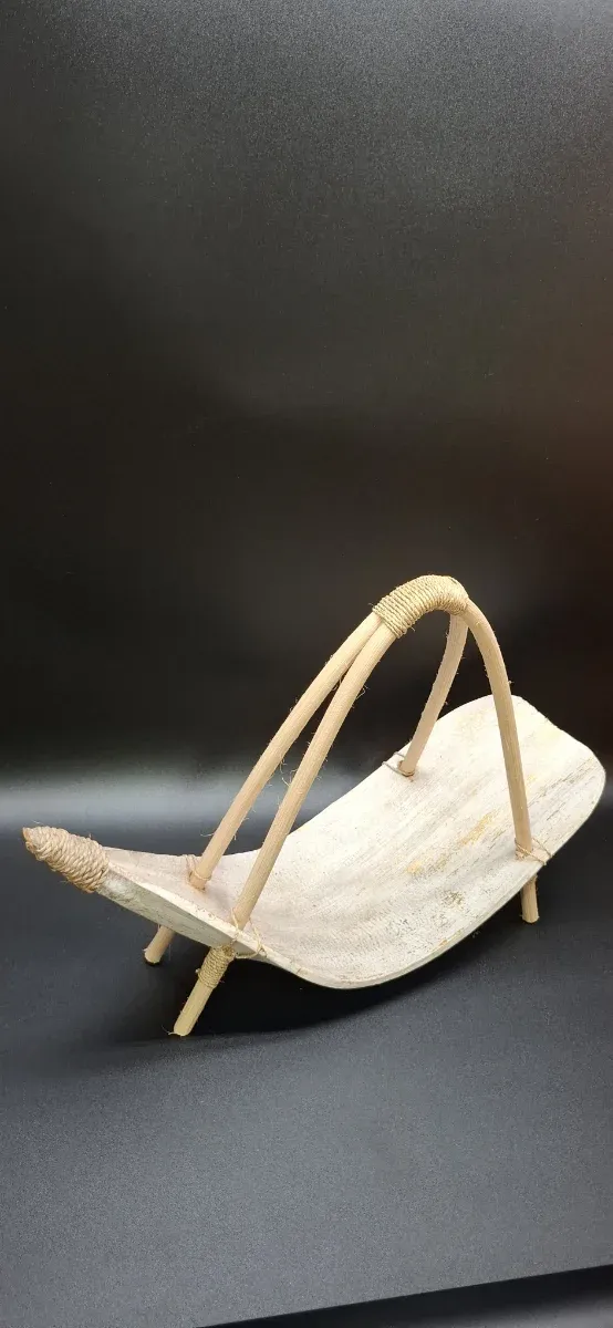 Bandeja decorativa madera coco con asa