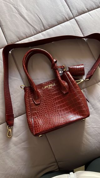 Borsa Camomilla effetto coccodrillo rossa