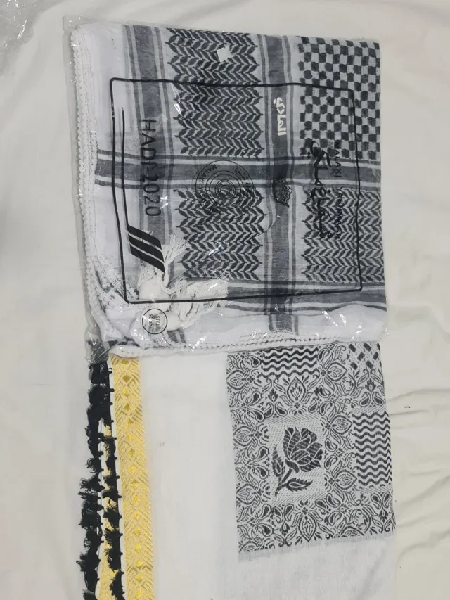 2 Bufanda Keffiyeh Negra y Blanca