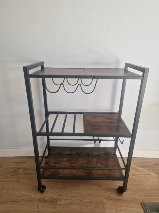 Mesita bar con ruedas metal y madera