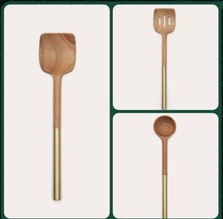 Set 3 utensili da cucina SATAYA in legno di acacia