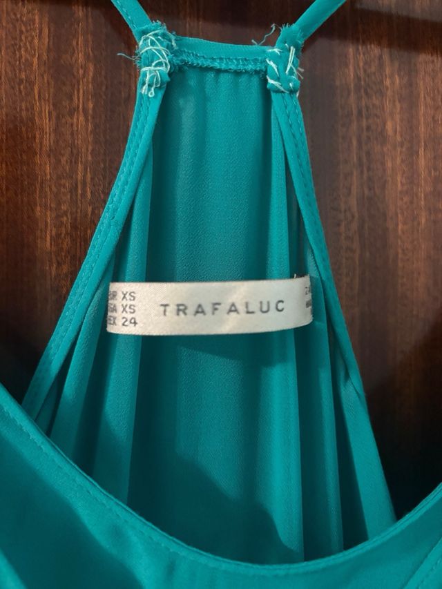 Vestido largo verde azulado