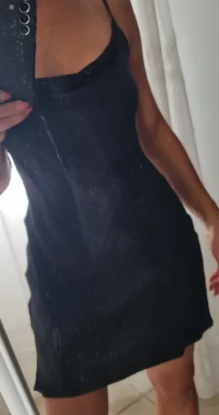 Vestito baby doll raso nero lucido