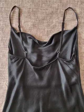 Vestito baby doll raso nero lucido