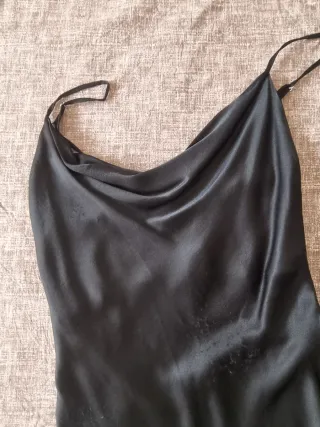 Vestito baby doll raso nero lucido