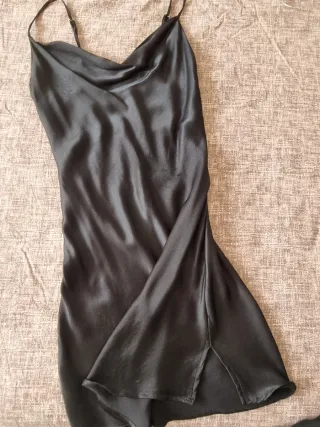 Vestito baby doll raso nero lucido