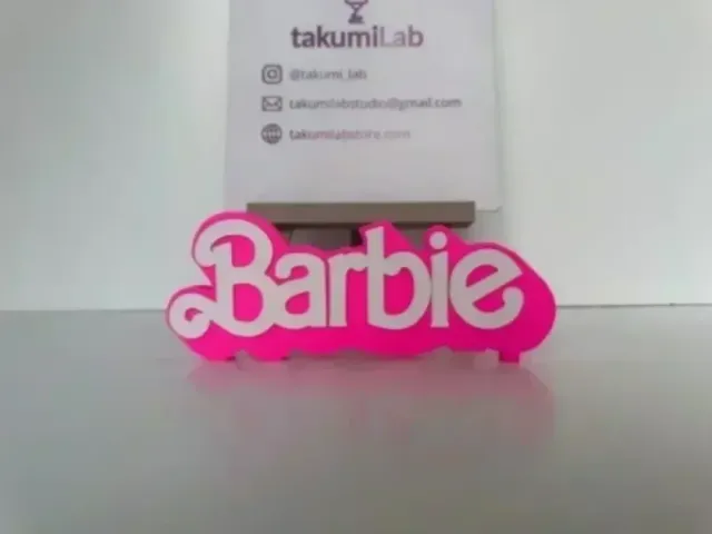 Logo Barbie 1980 3D (Modelo Blanco y Rosa)
