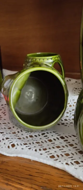 Juego Jarra y Tazas Cerámica Verde