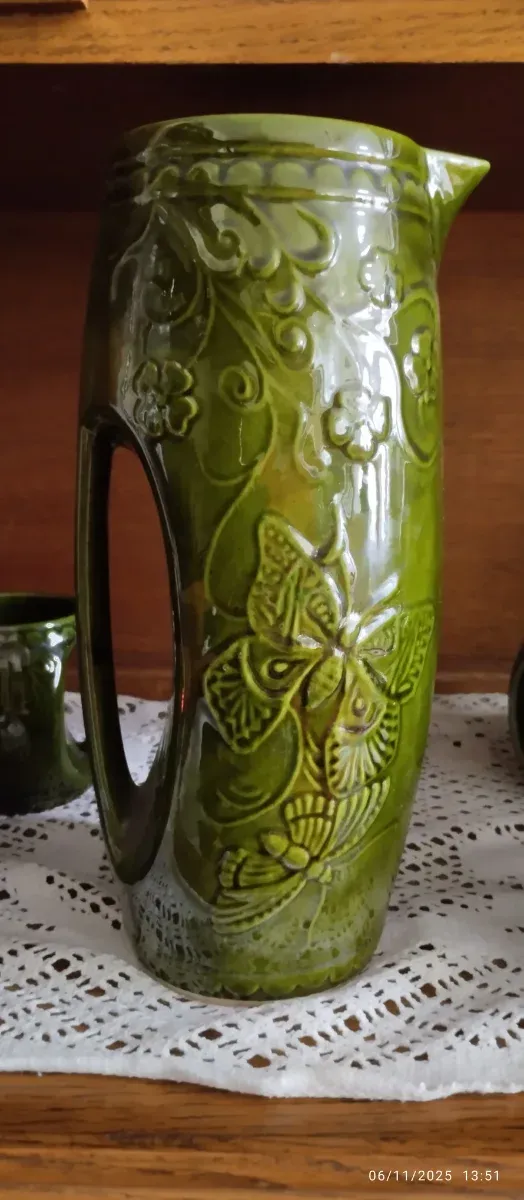 Juego Jarra y Tazas Cerámica Verde