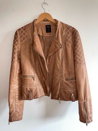 Chaqueta Cuero Marrón Bershka Talla M