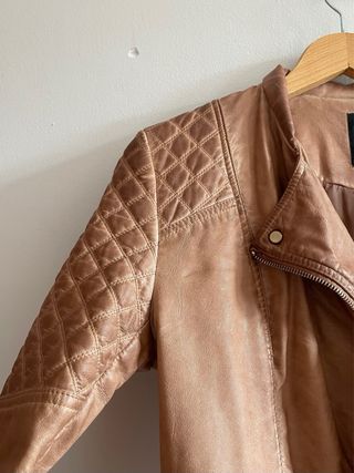 Chaqueta Cuero Marrón Bershka Talla M