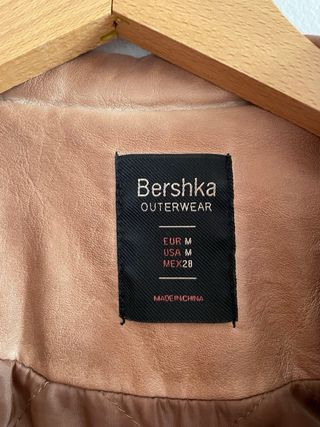 Chaqueta Cuero Marrón Bershka Talla M